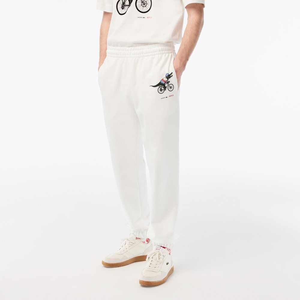 White Lacoste x Netflix Croc Print Track Pants | XTAZGC-046