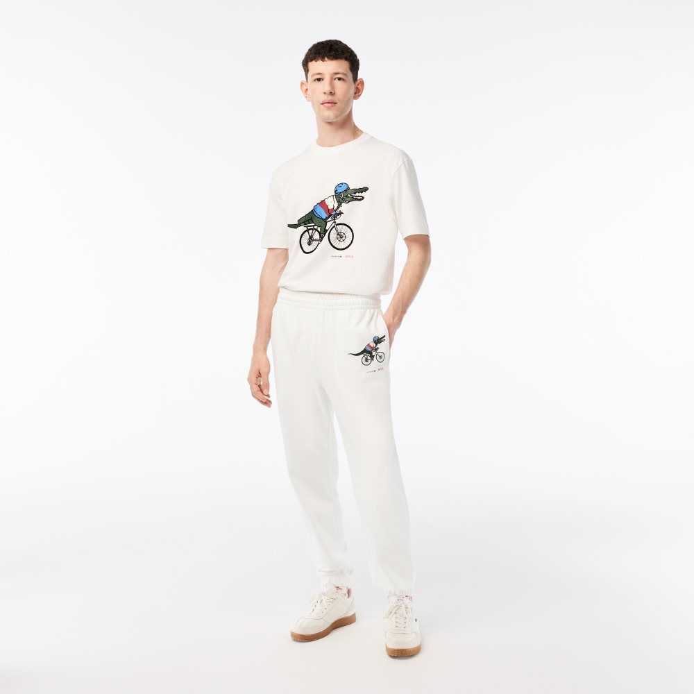 White Lacoste x Netflix Croc Print Track Pants | XTAZGC-046