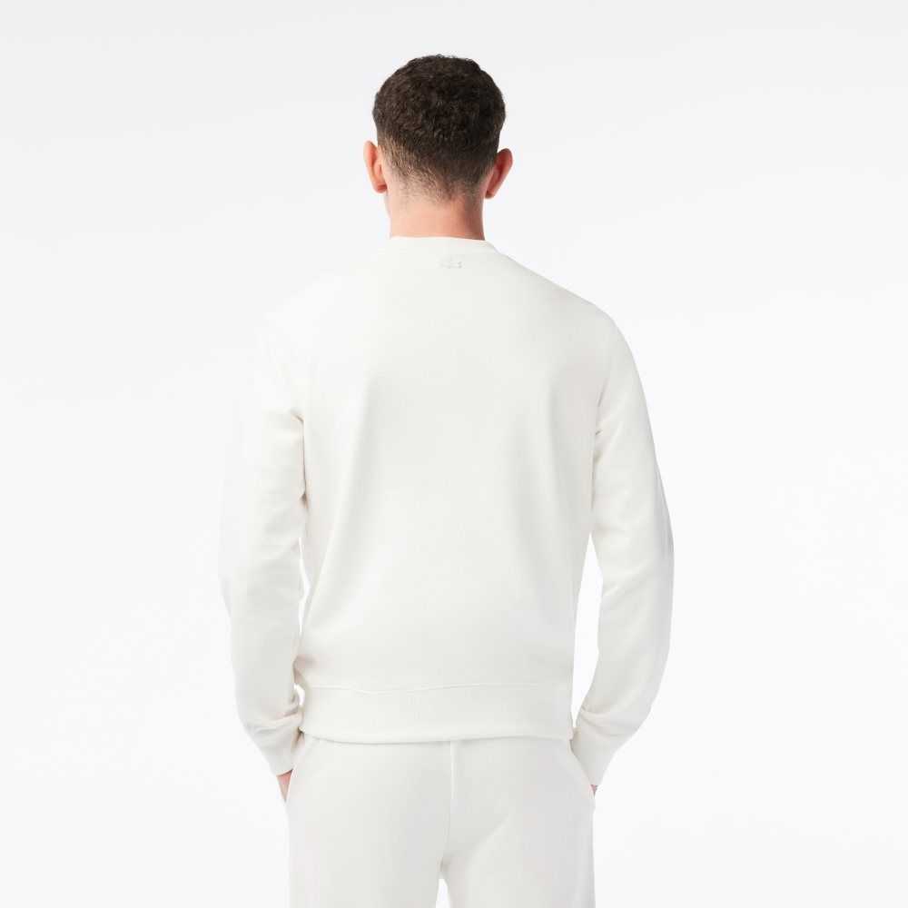 White Lacoste x Netflix Organic Cotton Fleece Print Sweatshirt | FUMSKY-380