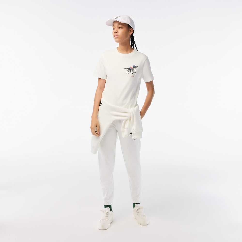 White Lacoste x Netflix Organic Cotton Jersey T-Shirt | ZUWKNO-398