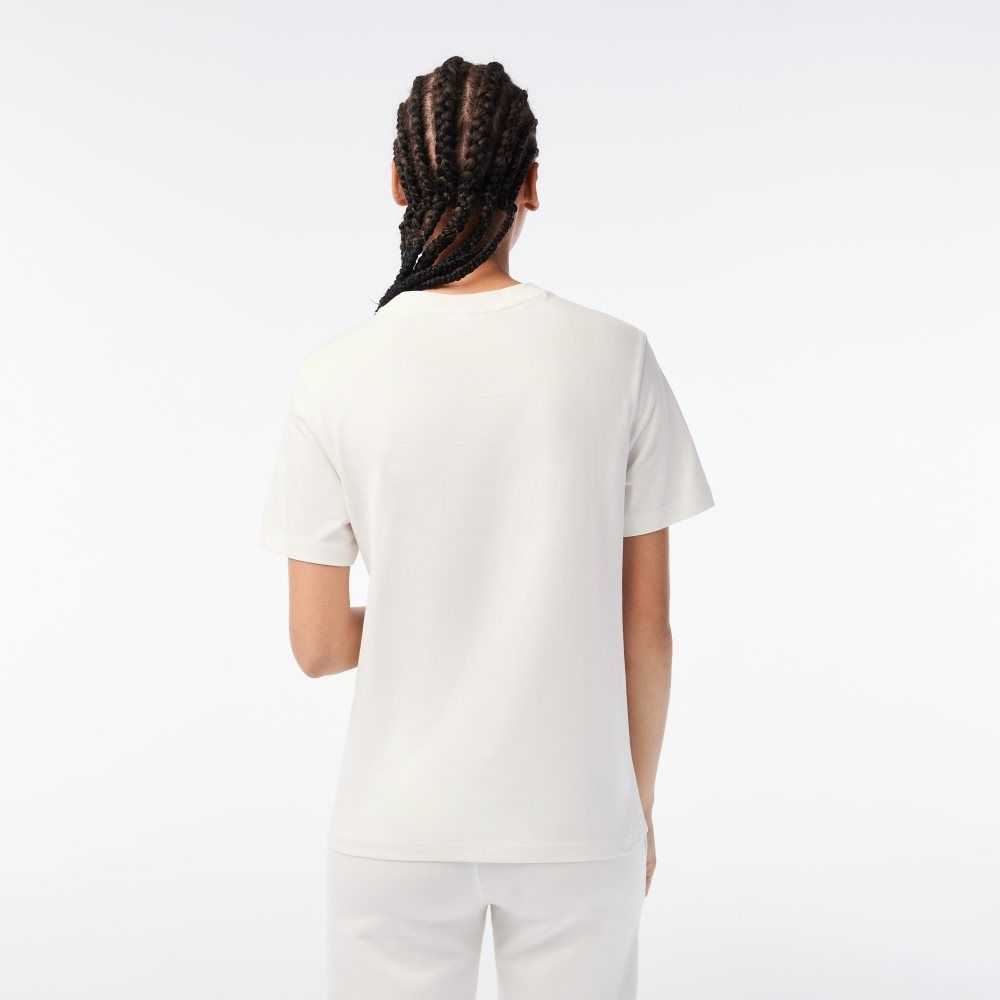 White Lacoste x Netflix Organic Cotton Jersey T-Shirt | ZUWKNO-398