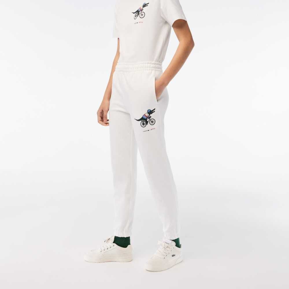 White Lacoste x Netflix Super Soft Track Pants | NEWSIO-279