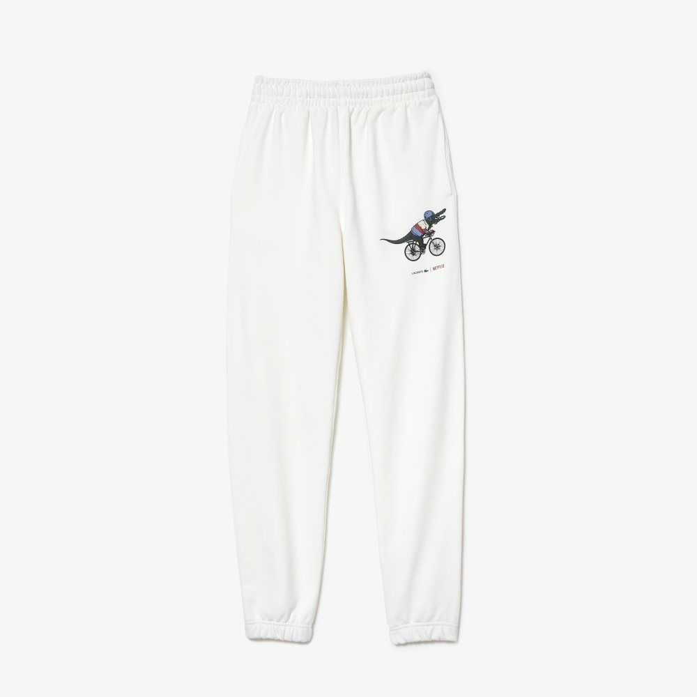 White Lacoste x Netflix Super Soft Track Pants | NEWSIO-279