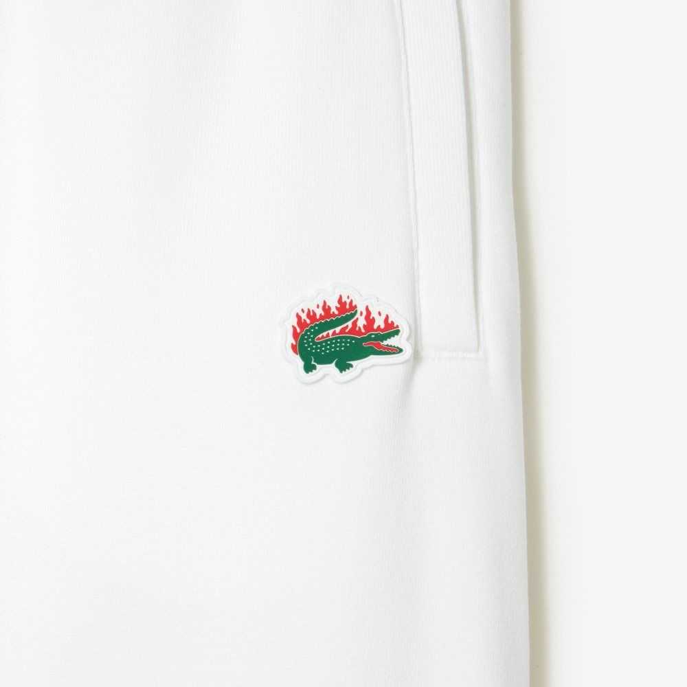 White Lacoste x Thrasher Unbrushed Fleece Trackpants | SPRFNW-036