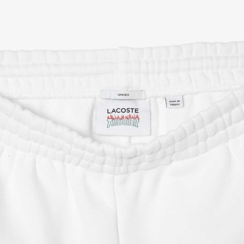 White Lacoste x Thrasher Unbrushed Fleece Trackpants | SPRFNW-036