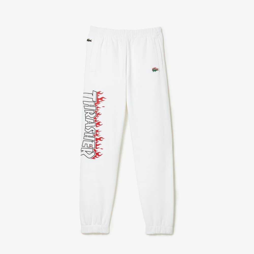 White Lacoste x Thrasher Unbrushed Fleece Trackpants | SPRFNW-036