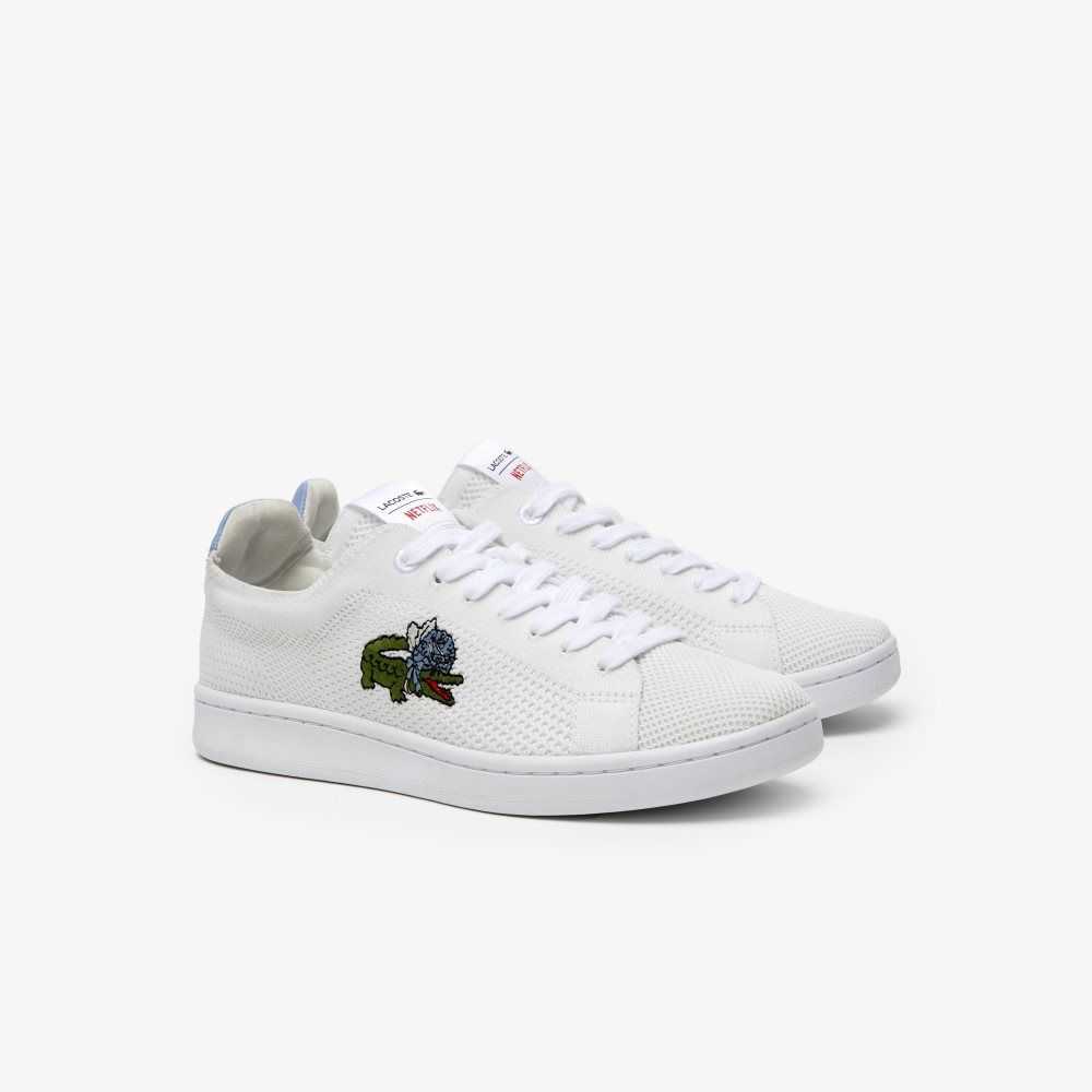 White/Light Blue Lacoste x Netflix Bridgerton Carnaby Piquee Sneakers | WIJMVN-864