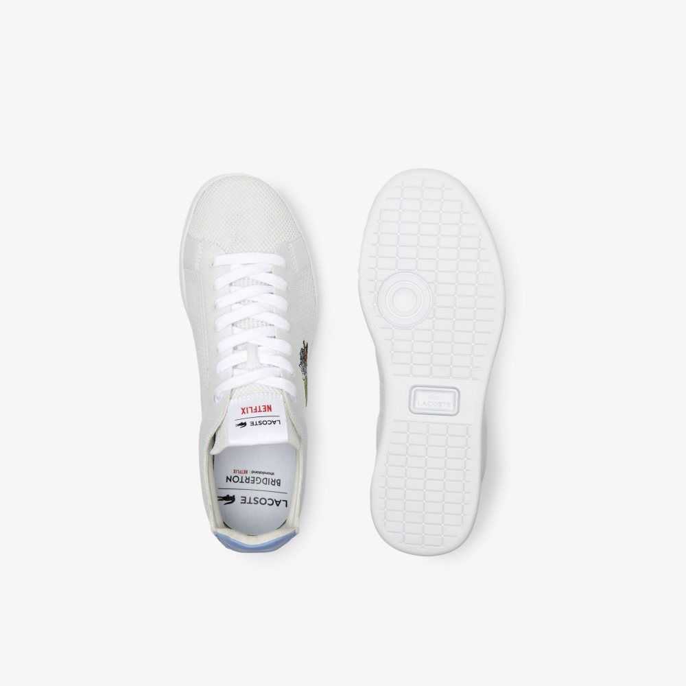 White/Light Blue Lacoste x Netflix Bridgerton Carnaby Piquee Sneakers | WIJMVN-864