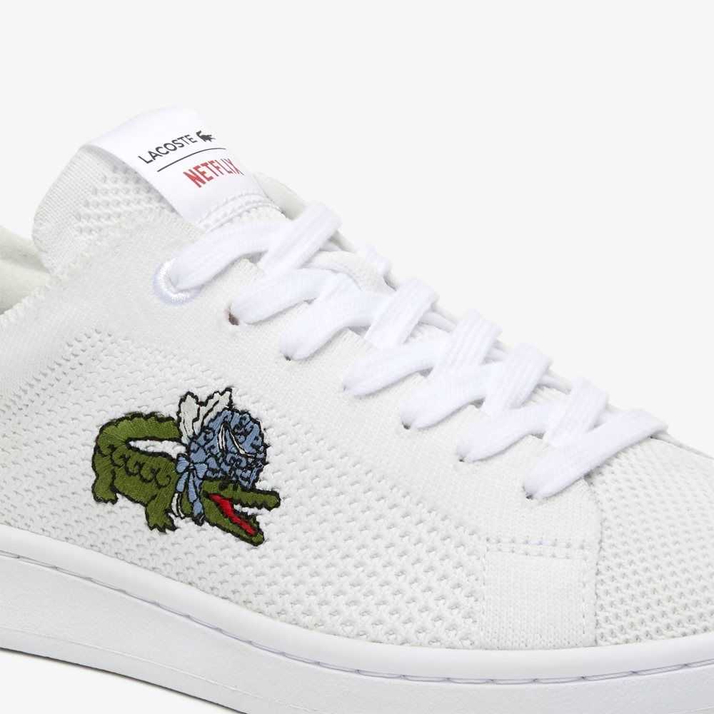 White/Light Blue Lacoste x Netflix Bridgerton Carnaby Piquee Sneakers | WIJMVN-864