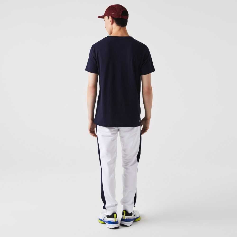 White / Navy Blue / Green Lacoste SPORT Abrasion-Resistant Tennis Trackpants | HVEACF-380