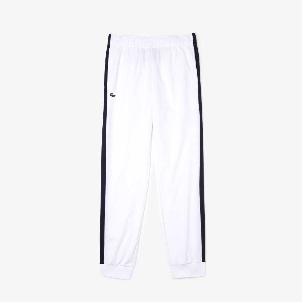 White / Navy Blue / Green Lacoste SPORT Abrasion-Resistant Tennis Trackpants | HVEACF-380