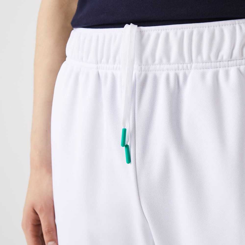 White / Navy Blue / Green Lacoste SPORT Abrasion-Resistant Tennis Trackpants | HVEACF-380