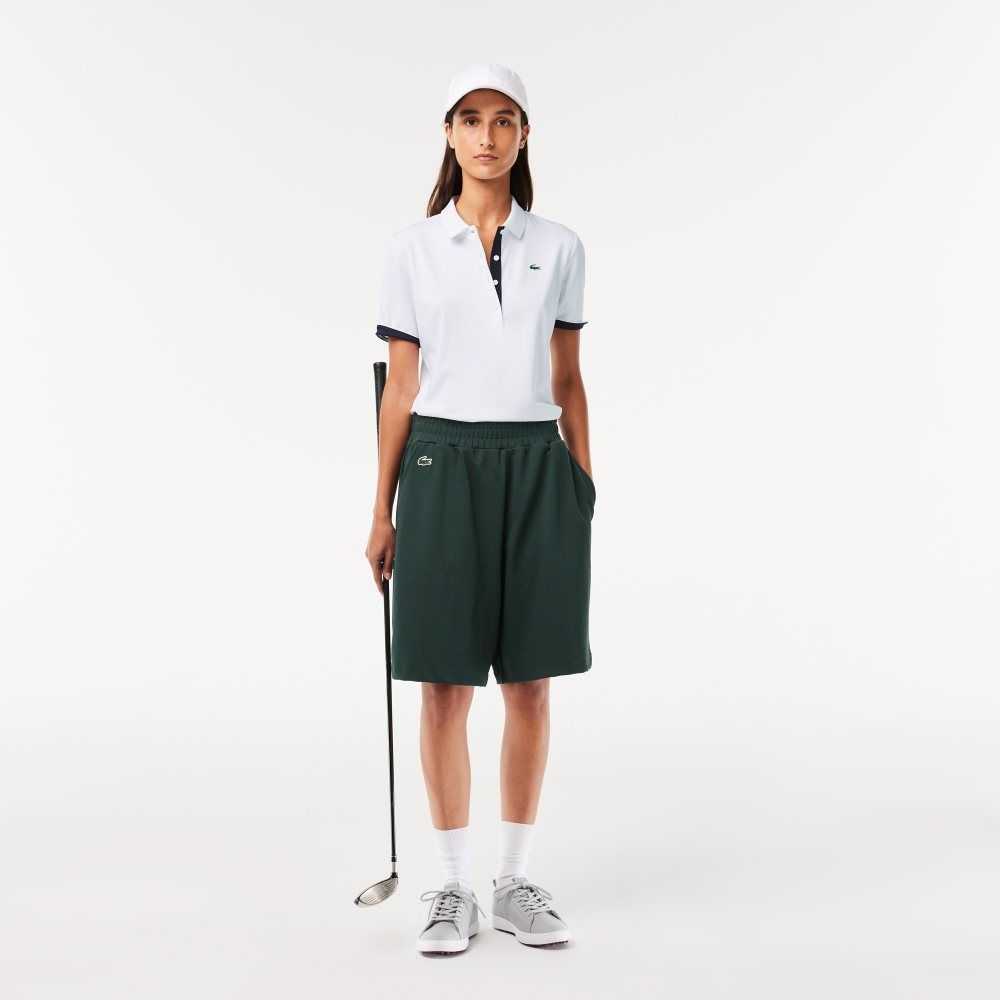 White / Navy Blue Lacoste SPORT Breathable Stretch Golf Polo | SJGBTP-952