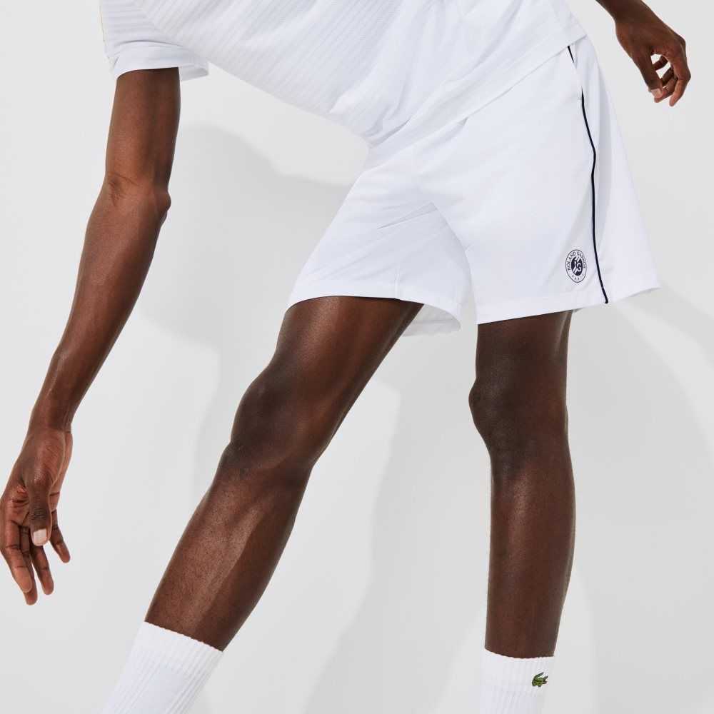 White / Navy Blue Lacoste SPORT French Open Edition Lightweight Stretch Shorts | PUQTCK-470