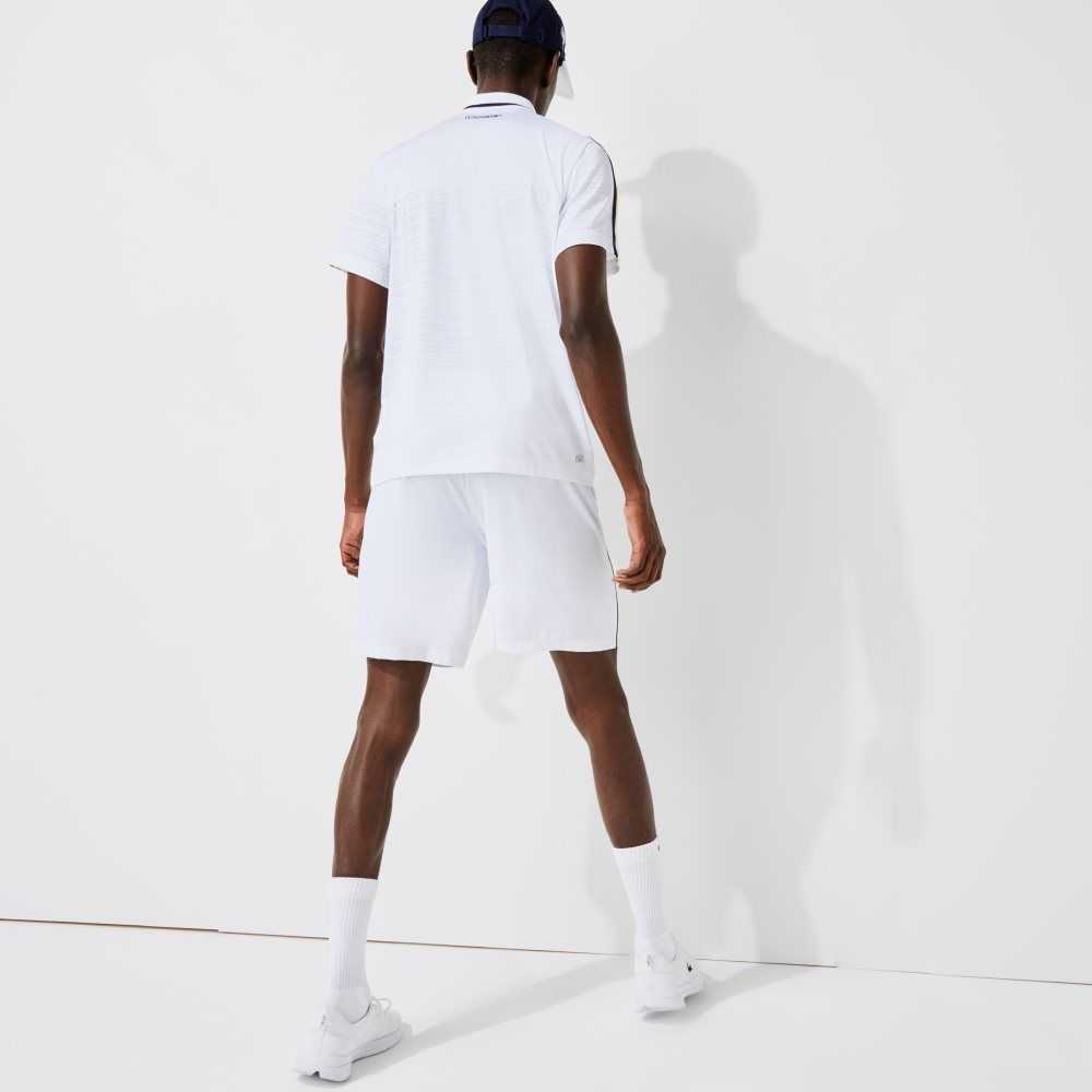 White / Navy Blue Lacoste SPORT French Open Edition Lightweight Stretch Shorts | PUQTCK-470