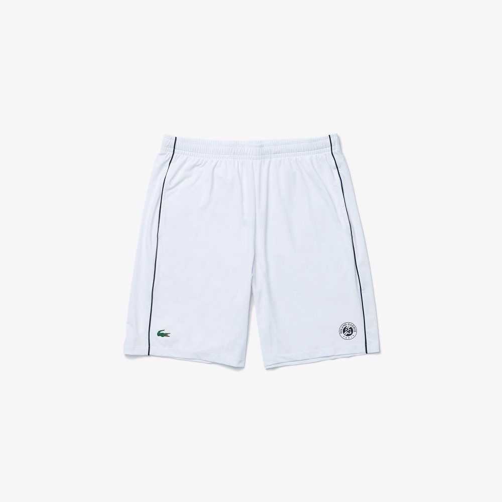 White / Navy Blue Lacoste SPORT French Open Edition Lightweight Stretch Shorts | PUQTCK-470