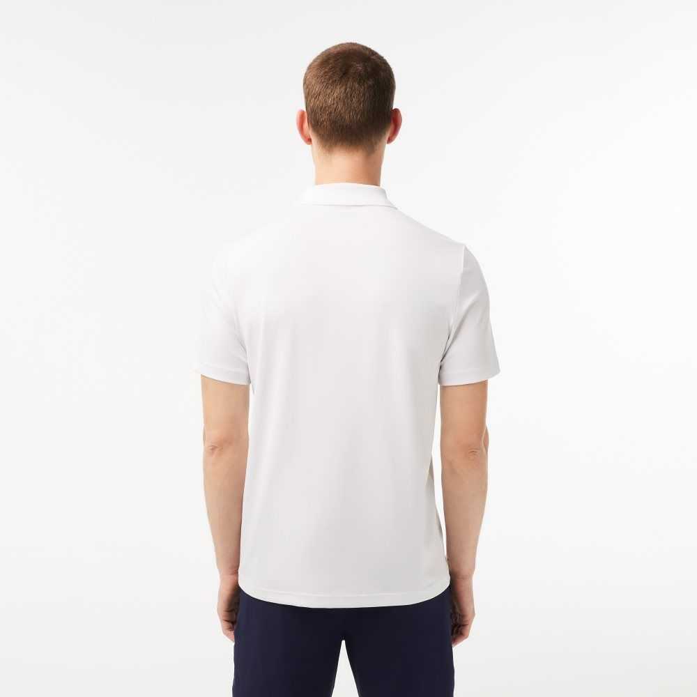 White / Navy Blue Lacoste SPORT Jersey Golf Polo Shirt | TJHGVF-670