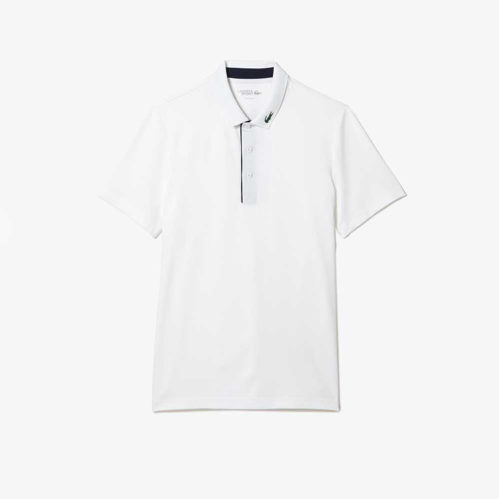 White / Navy Blue Lacoste SPORT Jersey Golf Polo Shirt | TJHGVF-670