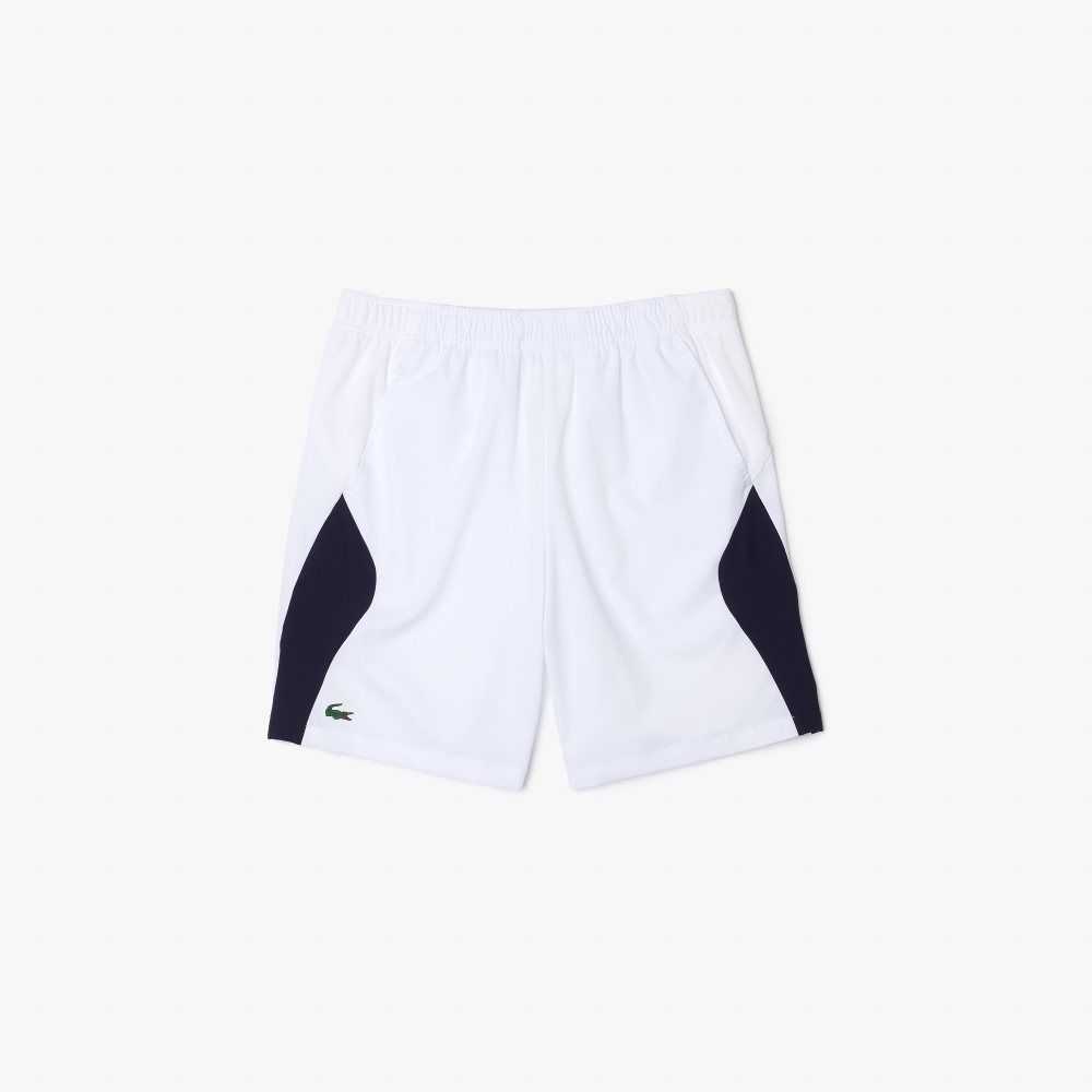 White / Navy Blue Lacoste SPORT Regular Fit Seamless Tennis Shorts | CSFAZJ-480