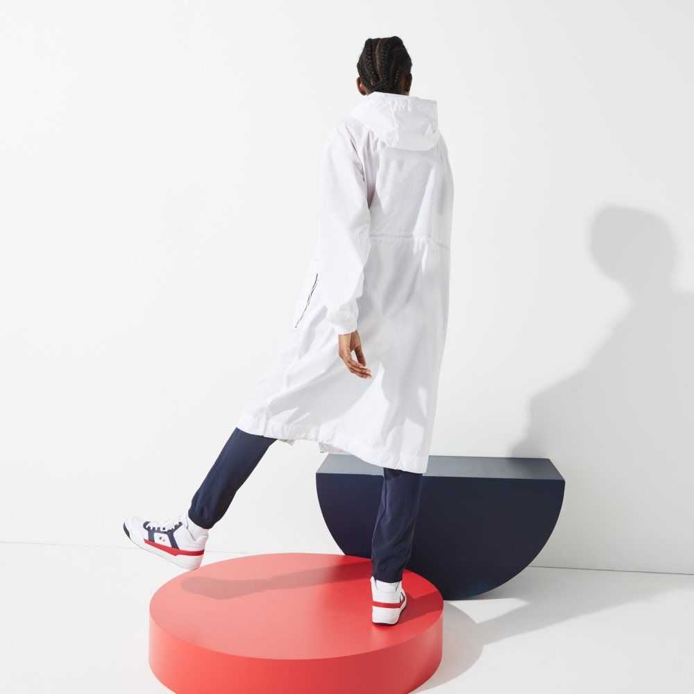 White / Navy Blue / Red Lacoste SPORT French Sporting Spirit Edition Foldable Raincoat | HTOVSW-541