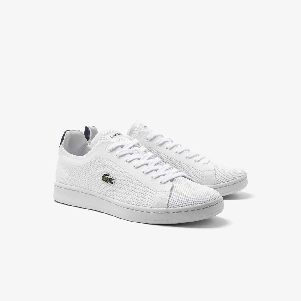 White / Navy Lacoste Carnaby Piquee Sneakers | QTZJRK-082