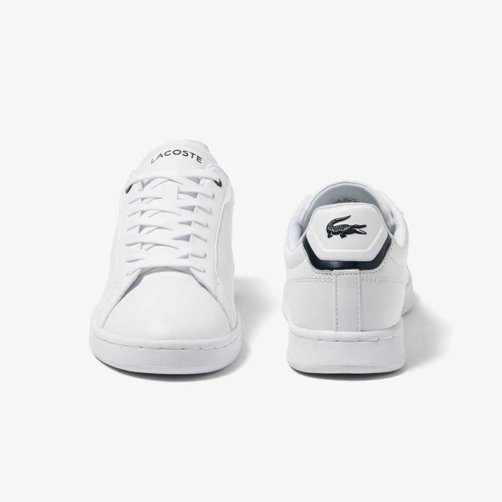 White / Navy Lacoste Carnaby Pro BL Leather Tonal Sneakers | GYWIUO-791