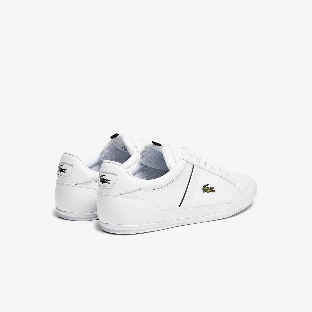 White / Navy Lacoste Chaymon Leather and Synthetic Sneakers | VEADJT-359