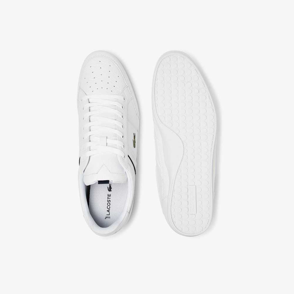 White / Navy Lacoste Chaymon Leather and Synthetic Sneakers | VEADJT-359