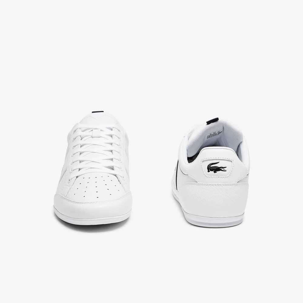 White / Navy Lacoste Chaymon Leather and Synthetic Sneakers | VEADJT-359