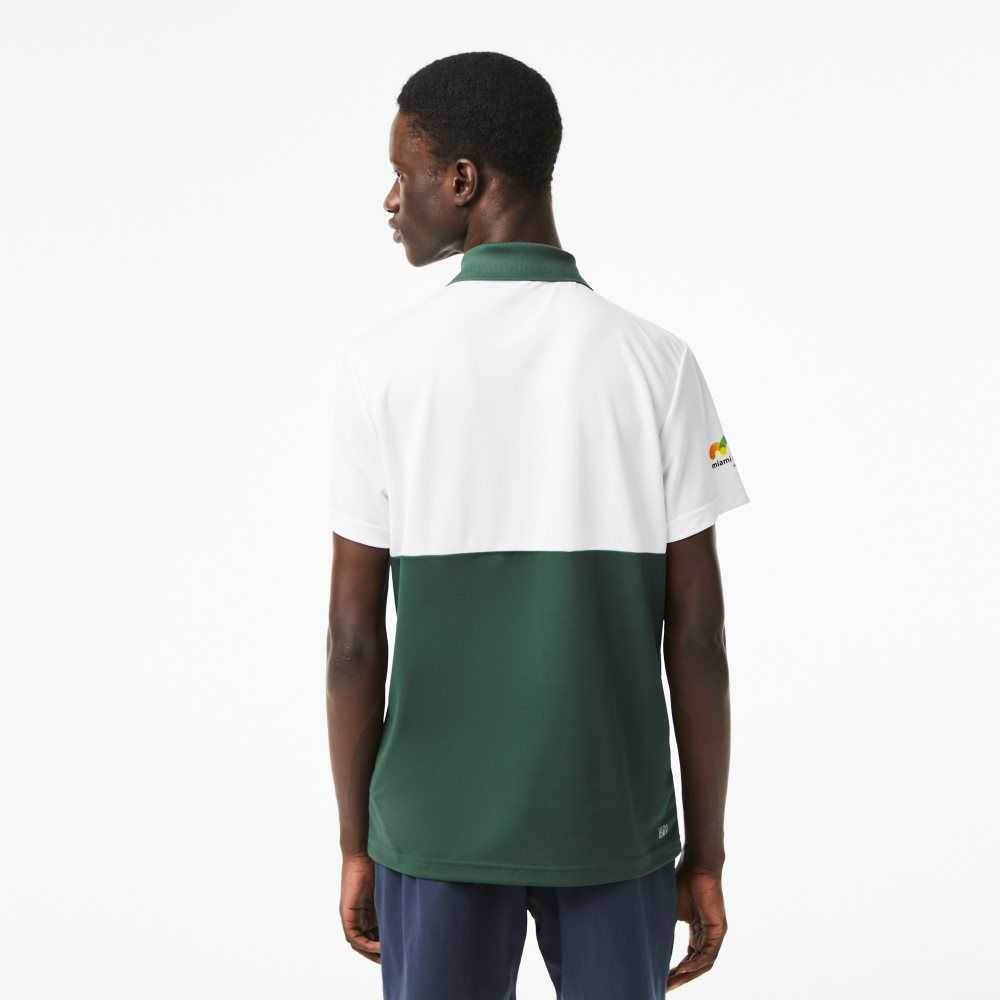 White / Orange / Green Lacoste Sport Miami Open Edition Stripe Polo | GUBYKI-298