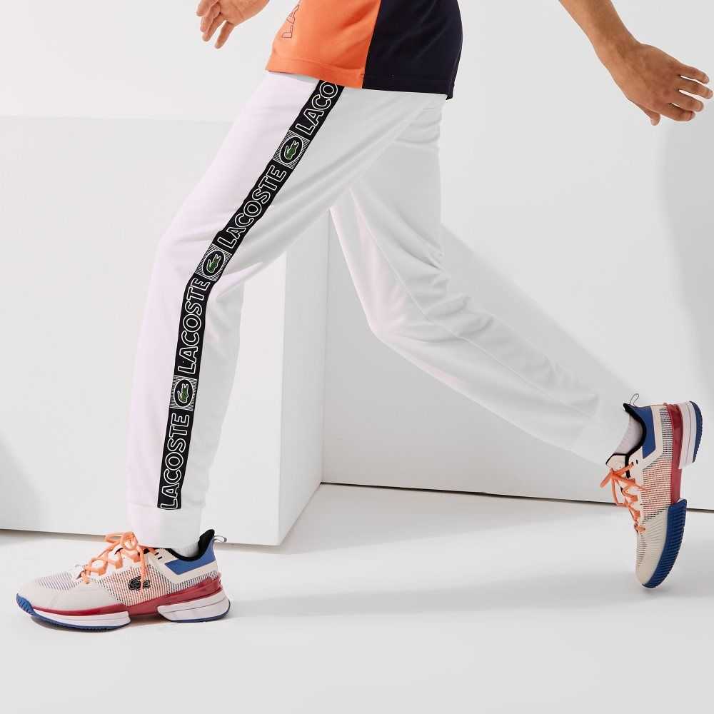 White / Orange / Navy Blue Lacoste SPORT Branded Bands Tracksuit Pants | PTLRSB-670