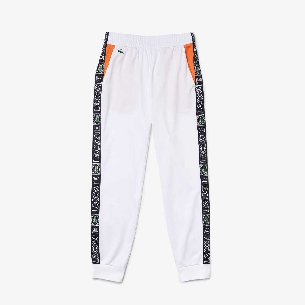 White / Orange / Navy Blue Lacoste SPORT Branded Bands Tracksuit Pants | PTLRSB-670