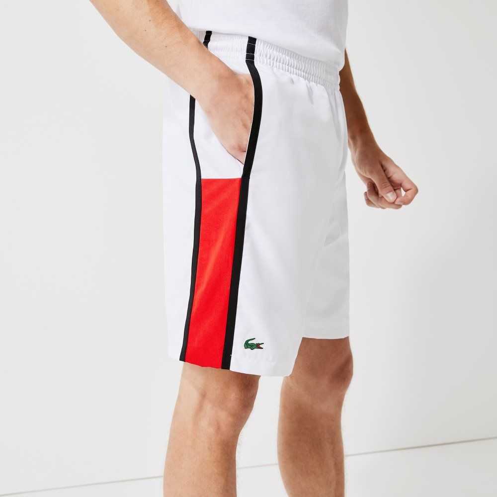 White / Red / Black Lacoste SPORT Colorblock Panels Lightweight Shorts | RBSGXP-041