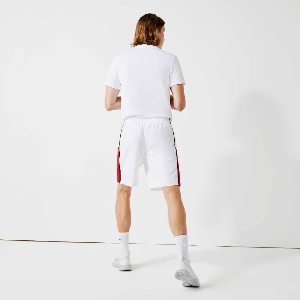 White / Red / Black Lacoste SPORT Colorblock Panels Lightweight Shorts | RBSGXP-041