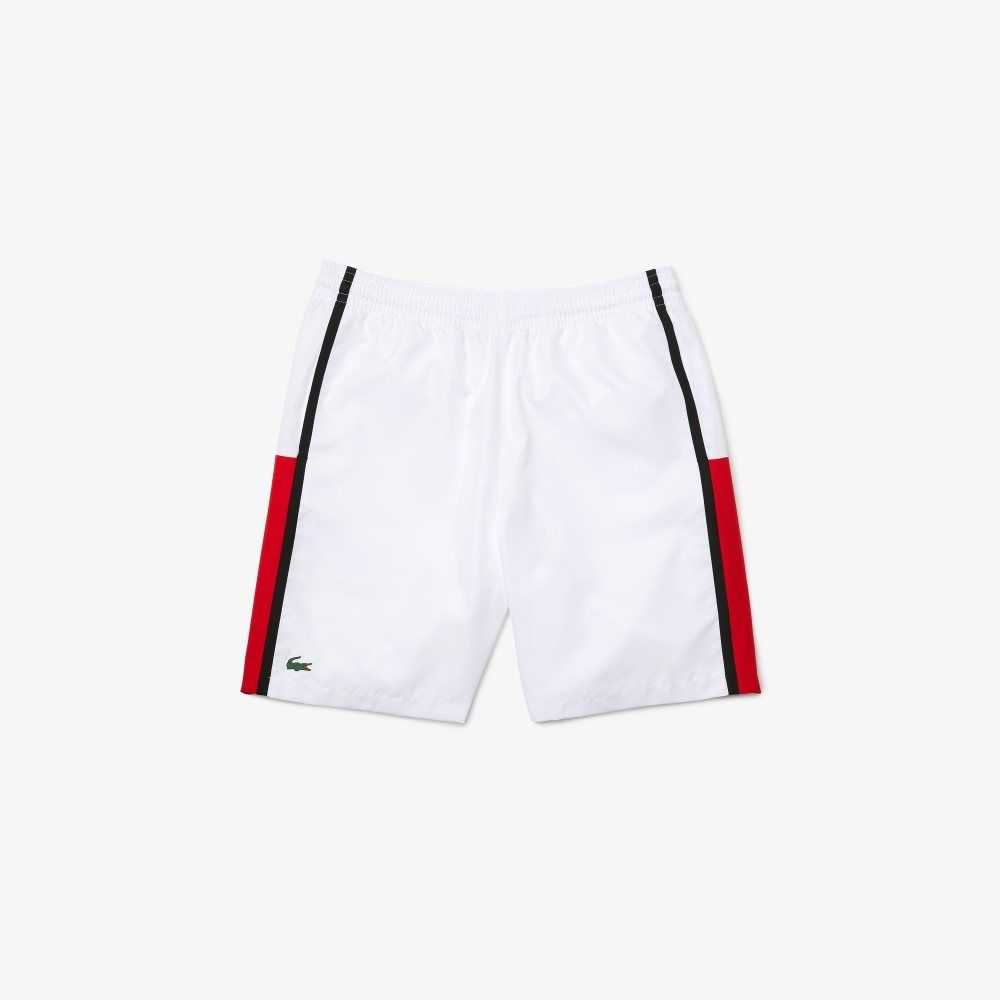 White / Red / Black Lacoste SPORT Colorblock Panels Lightweight Shorts | RBSGXP-041