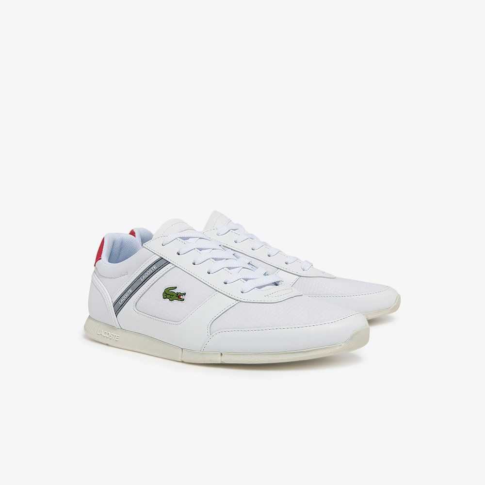 White / Red Lacoste Menerva Sport Leather Accent Sneakers | UDCLMB-298