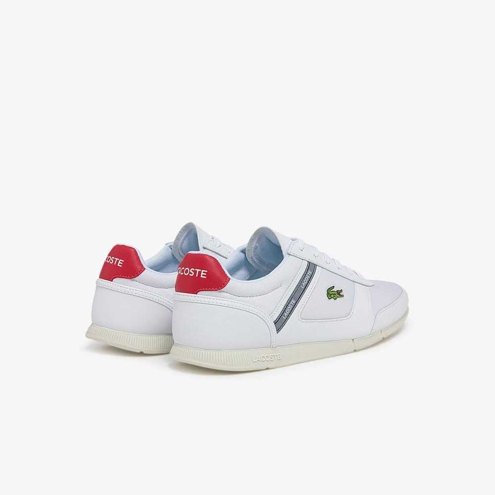 White / Red Lacoste Menerva Sport Leather Accent Sneakers | UDCLMB-298