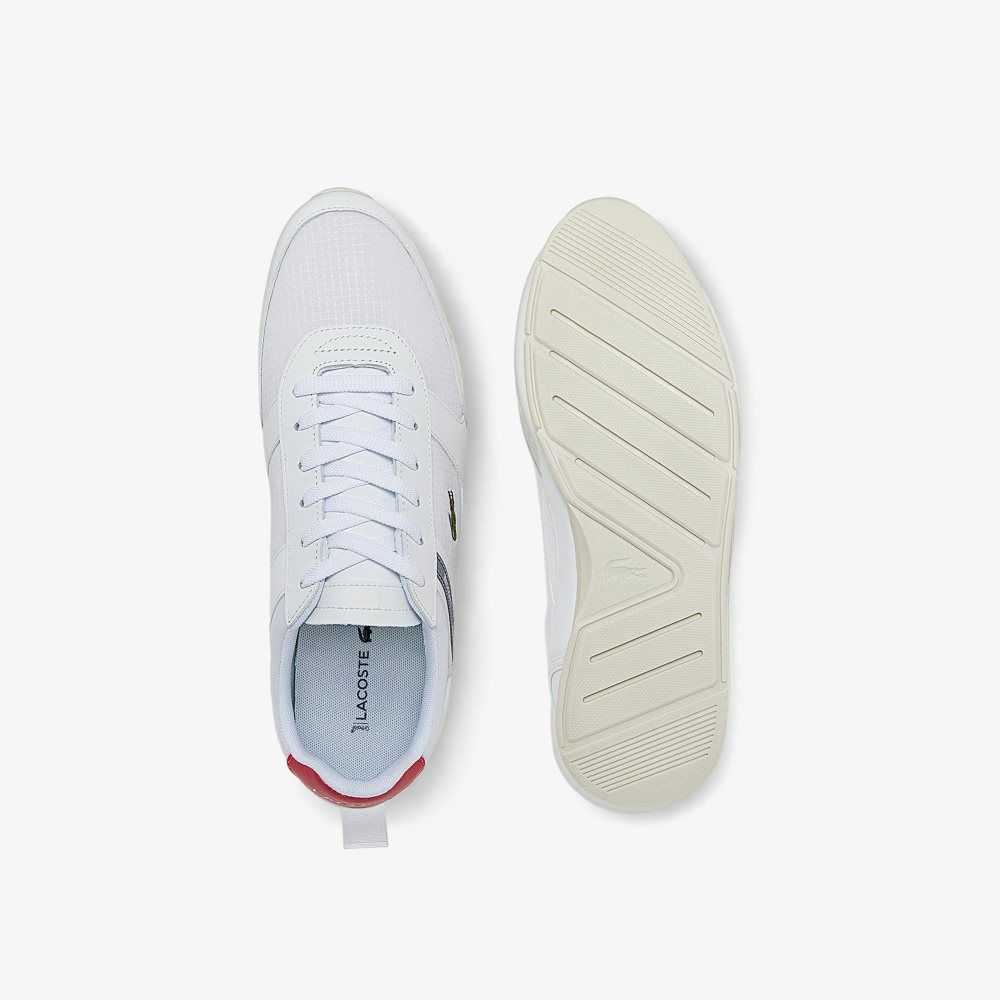 White / Red Lacoste Menerva Sport Leather Accent Sneakers | UDCLMB-298