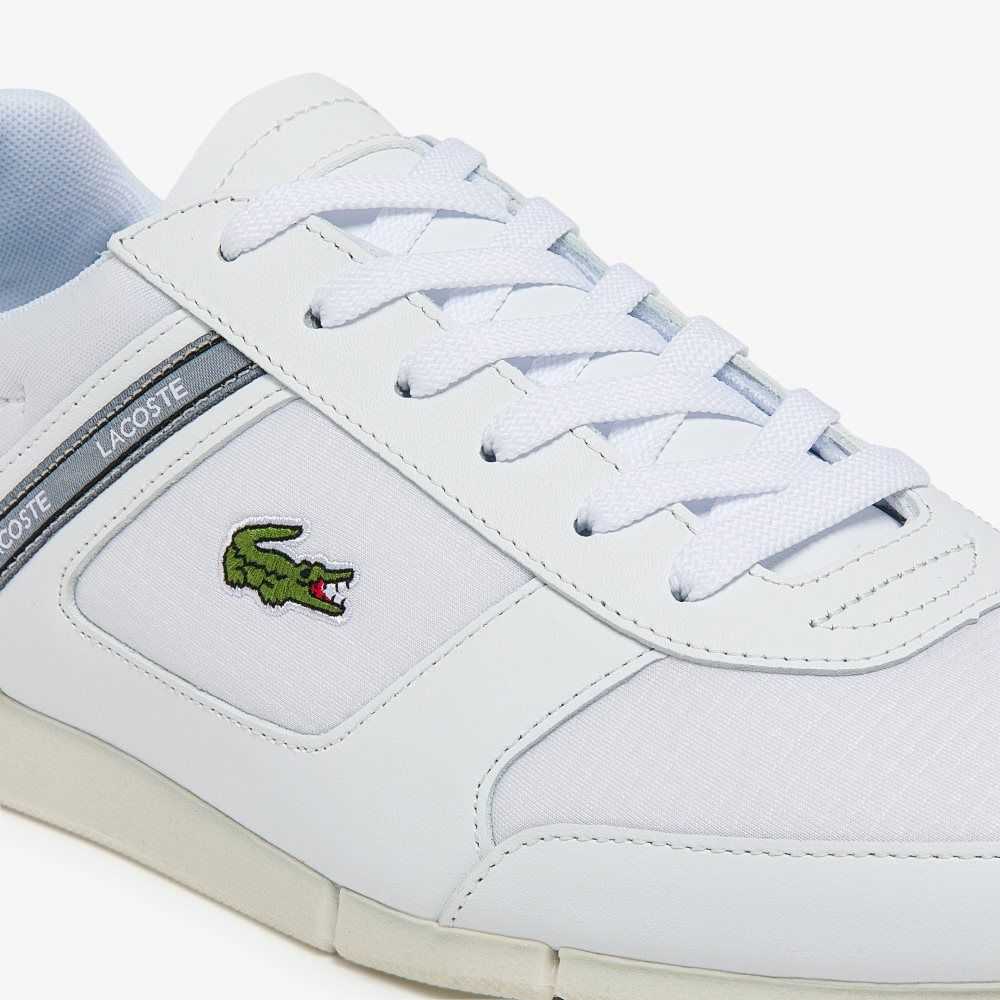 White / Red Lacoste Menerva Sport Leather Accent Sneakers | UDCLMB-298