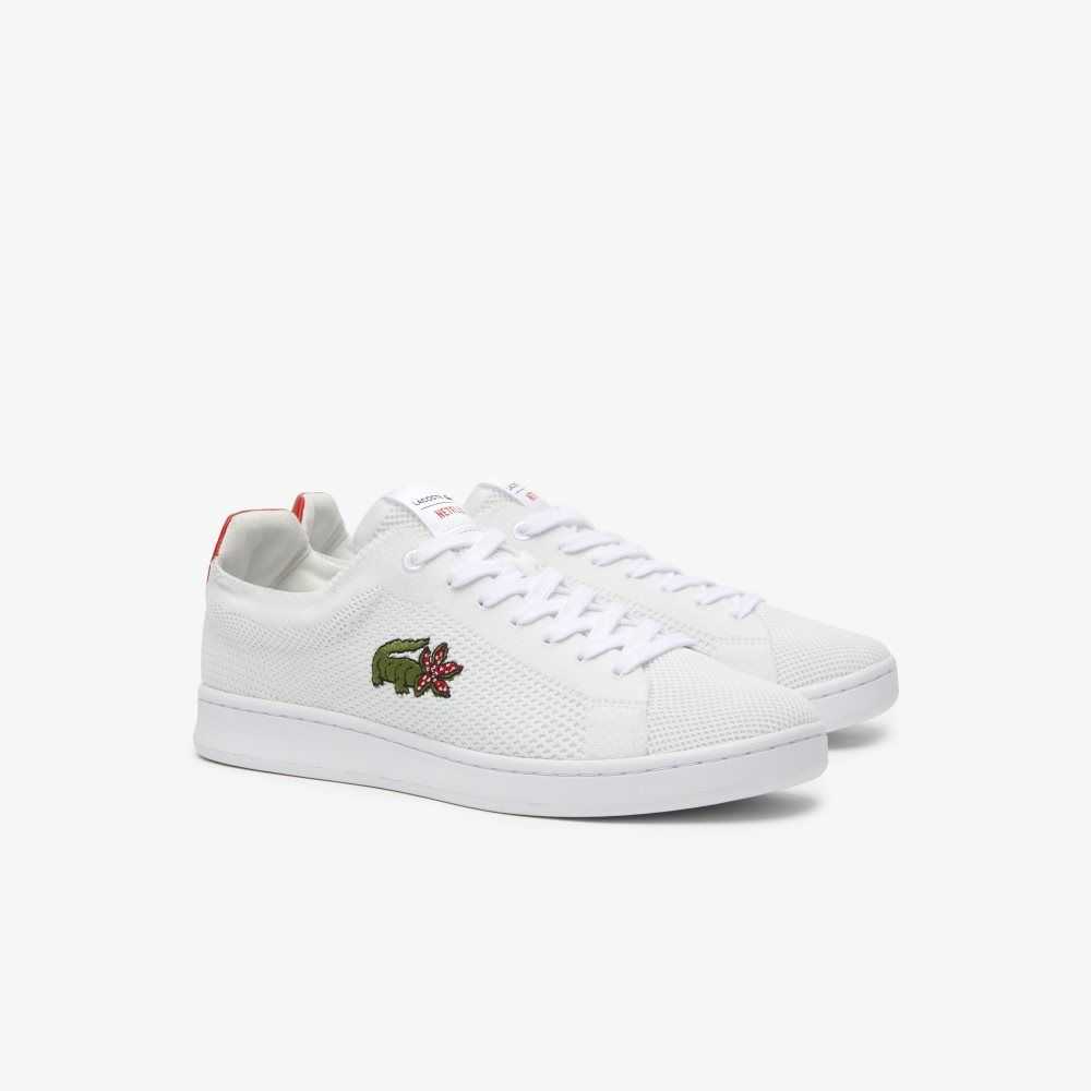 White / Red Lacoste x Netflix Stranger Things Carnaby Piquee Sneakers | KGZSRA-716