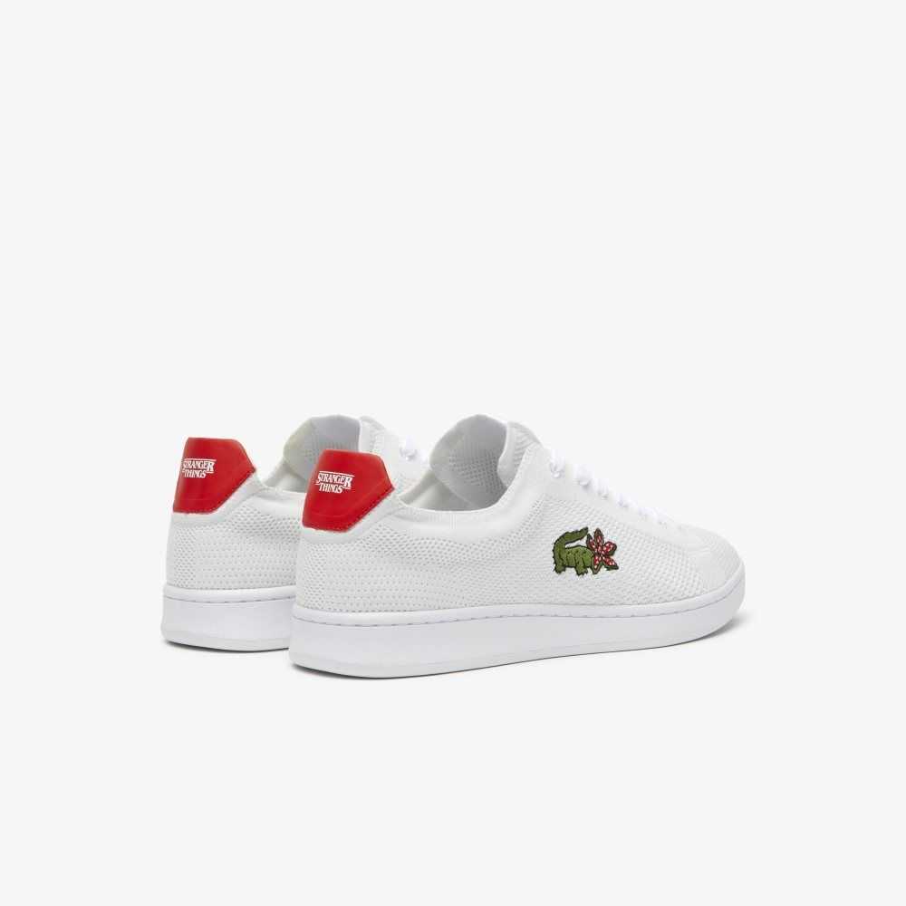 White / Red Lacoste x Netflix Stranger Things Carnaby Piquee Sneakers | KGZSRA-716