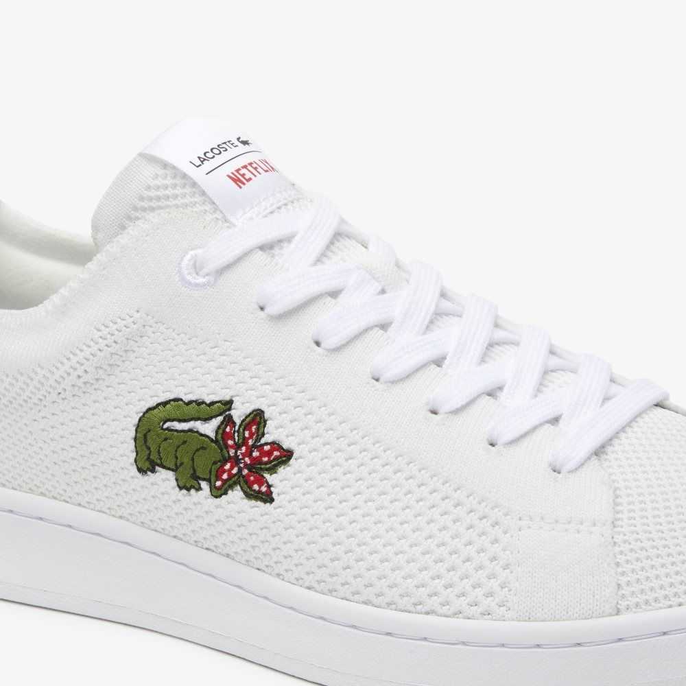 White / Red Lacoste x Netflix Stranger Things Carnaby Piquee Sneakers | KGZSRA-716