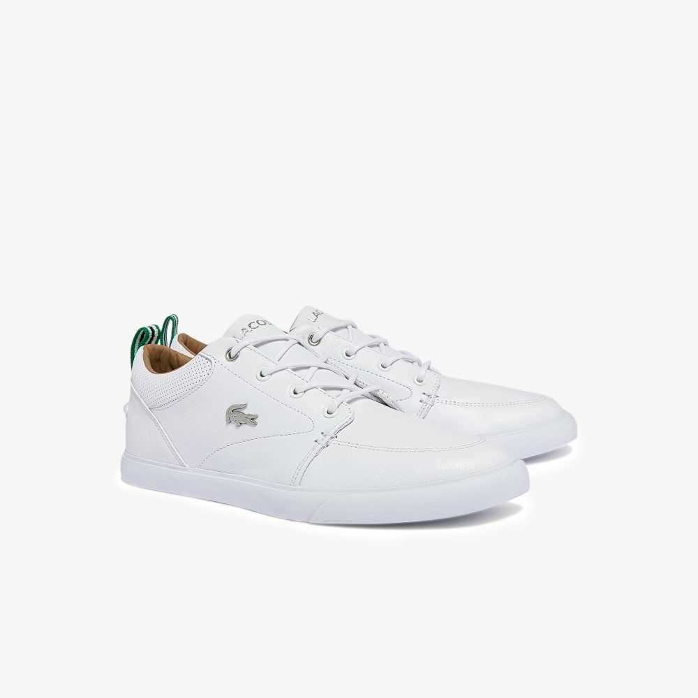 White/White Lacoste Bayliss Leather Perforated Collar Sneakers | LHZFID-143