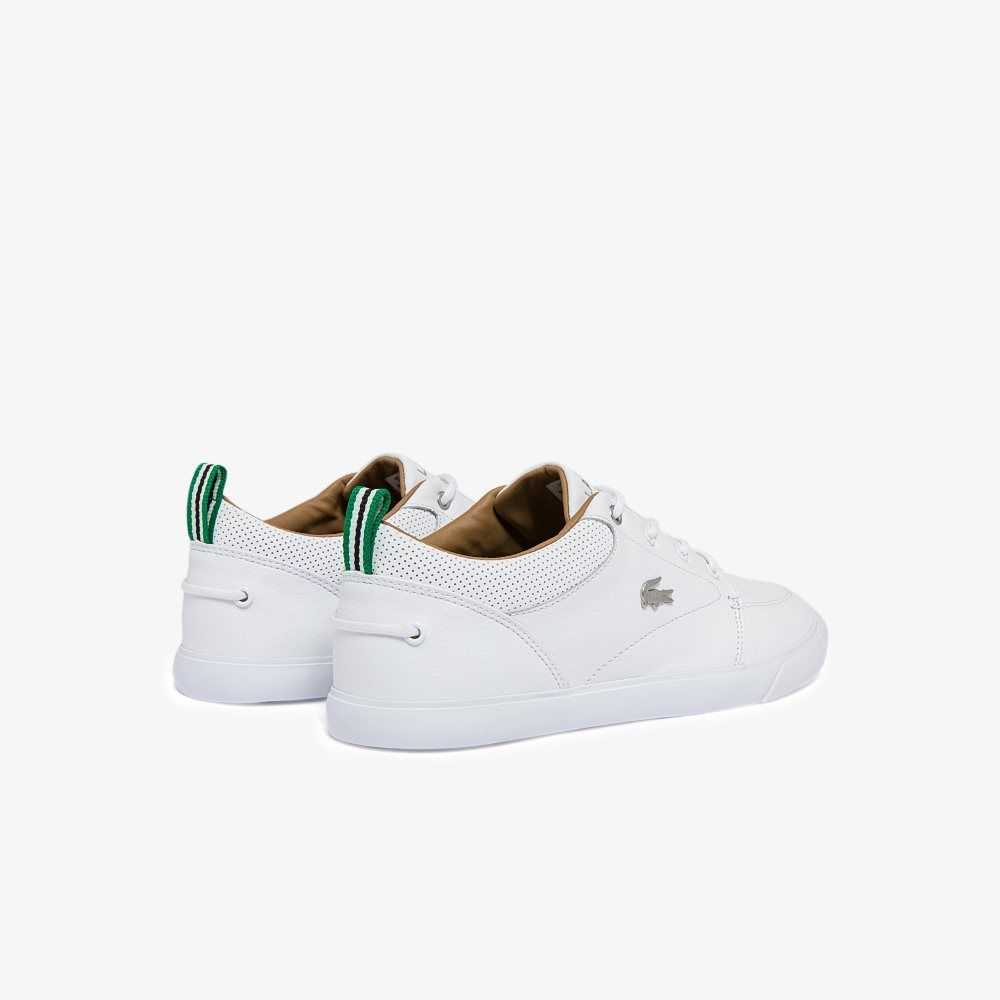 White/White Lacoste Bayliss Leather Perforated Collar Sneakers | LHZFID-143