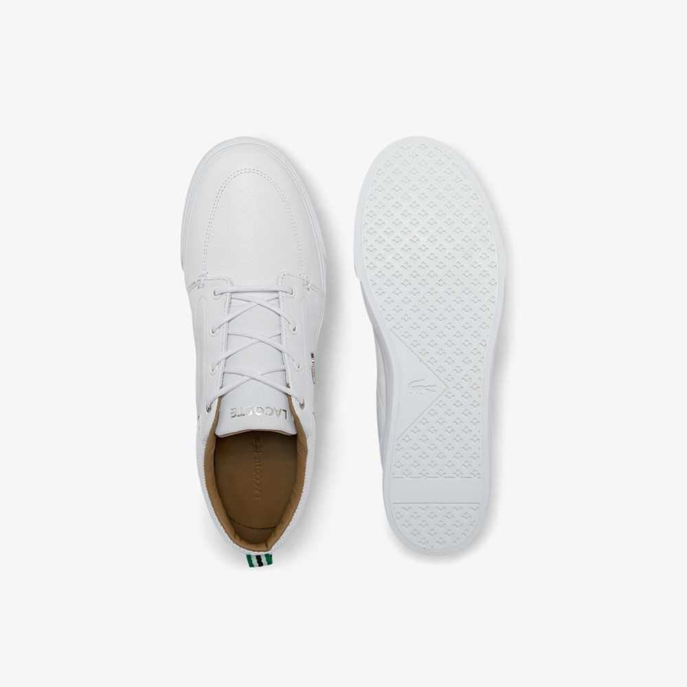 White/White Lacoste Bayliss Leather Perforated Collar Sneakers | LHZFID-143