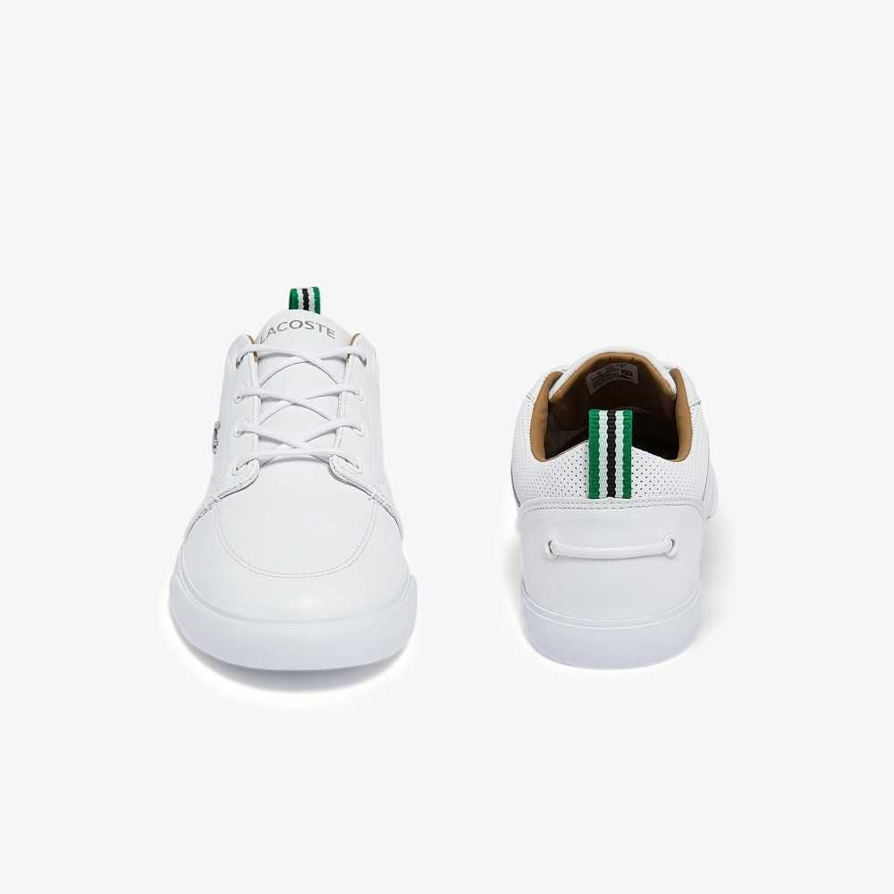 White/White Lacoste Bayliss Leather Perforated Collar Sneakers | LHZFID-143