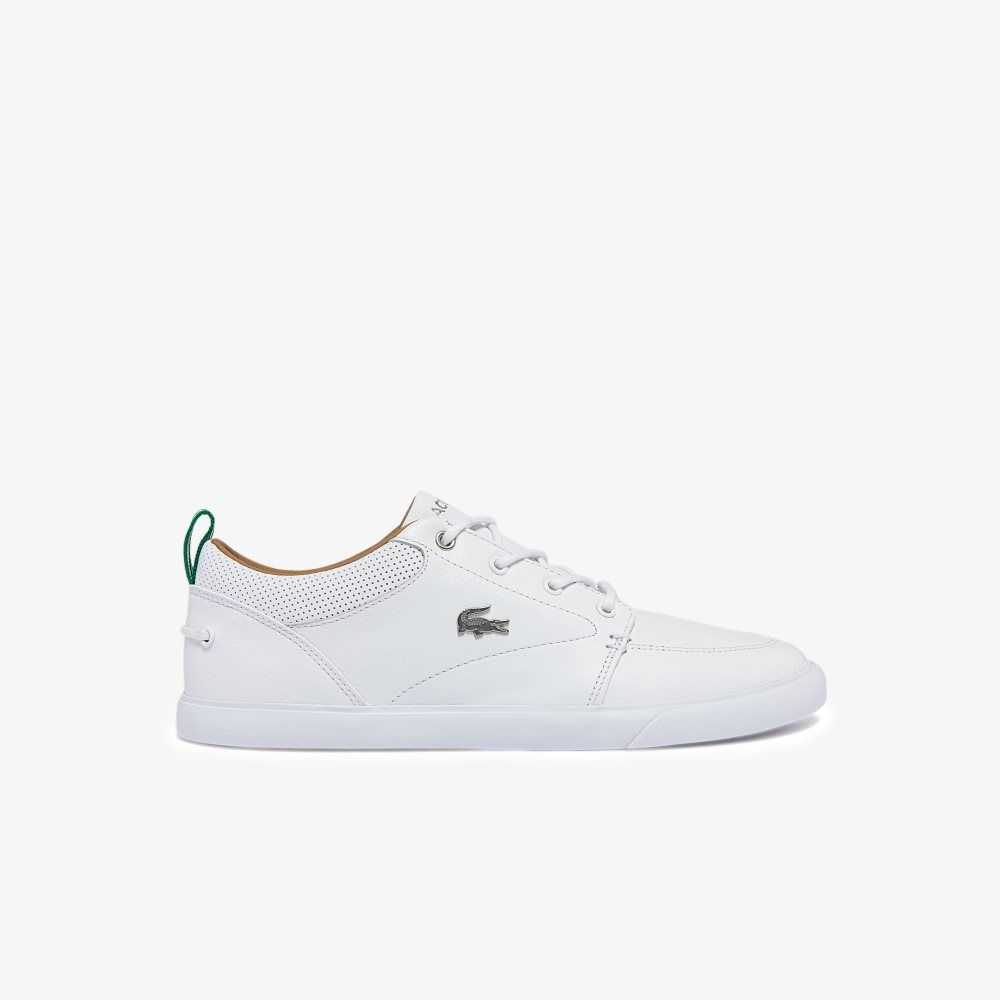 White/White Lacoste Bayliss Leather Perforated Collar Sneakers | LHZFID-143