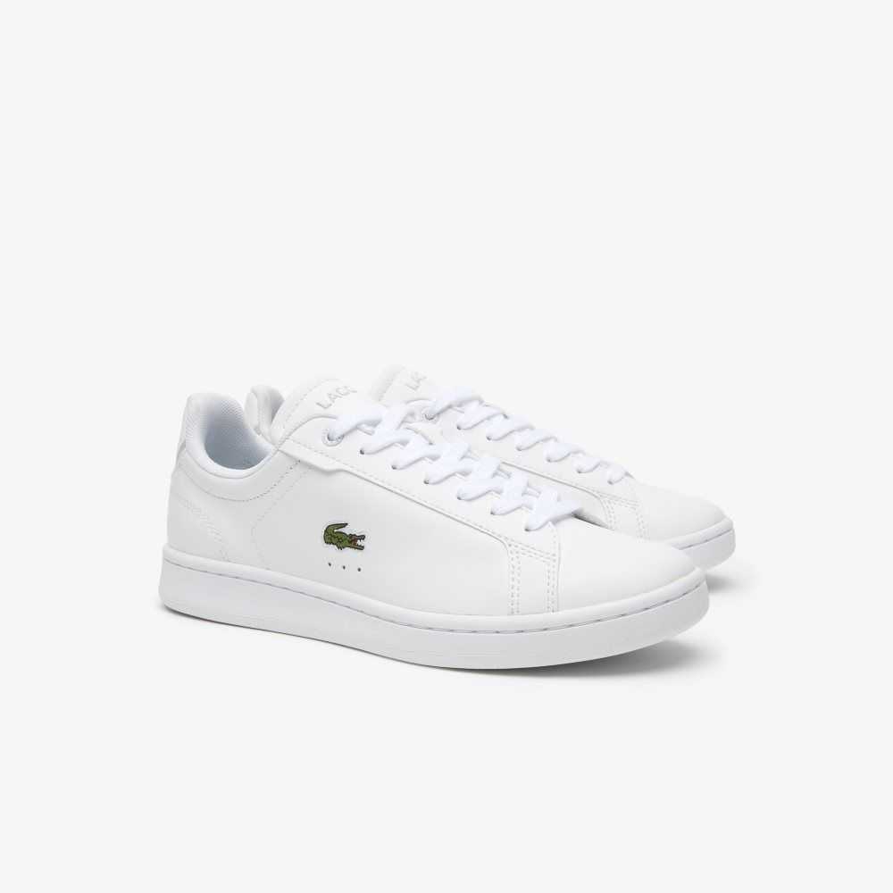White/White Lacoste Carnaby Pro BL Tonal Leather Sneakers | JAPMVT-698