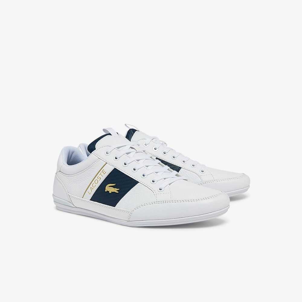 White/White Lacoste Chaymon Leather and Carbon Fiber Sneakers | ZBXFUL-847