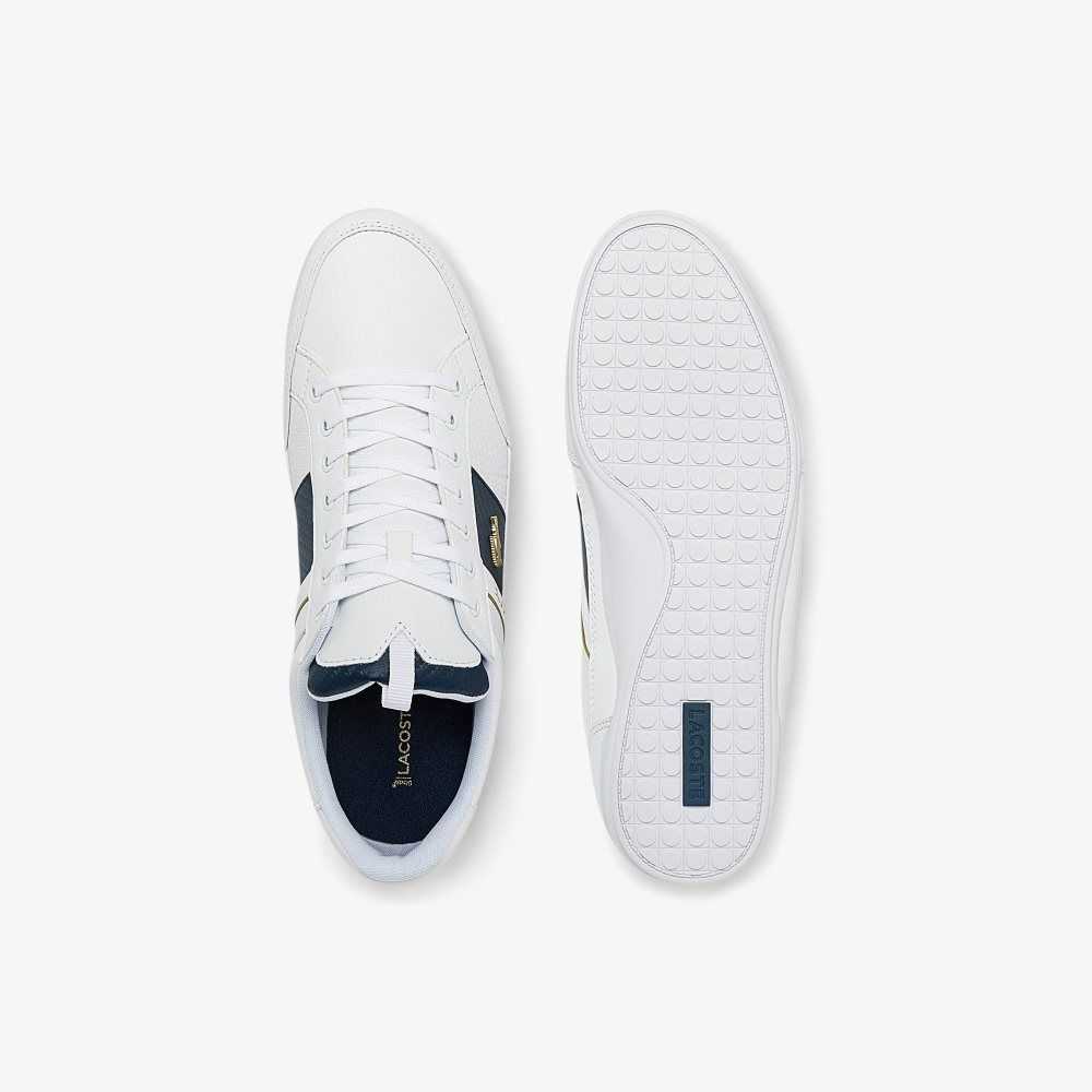 White/White Lacoste Chaymon Leather and Carbon Fiber Sneakers | ZBXFUL-847